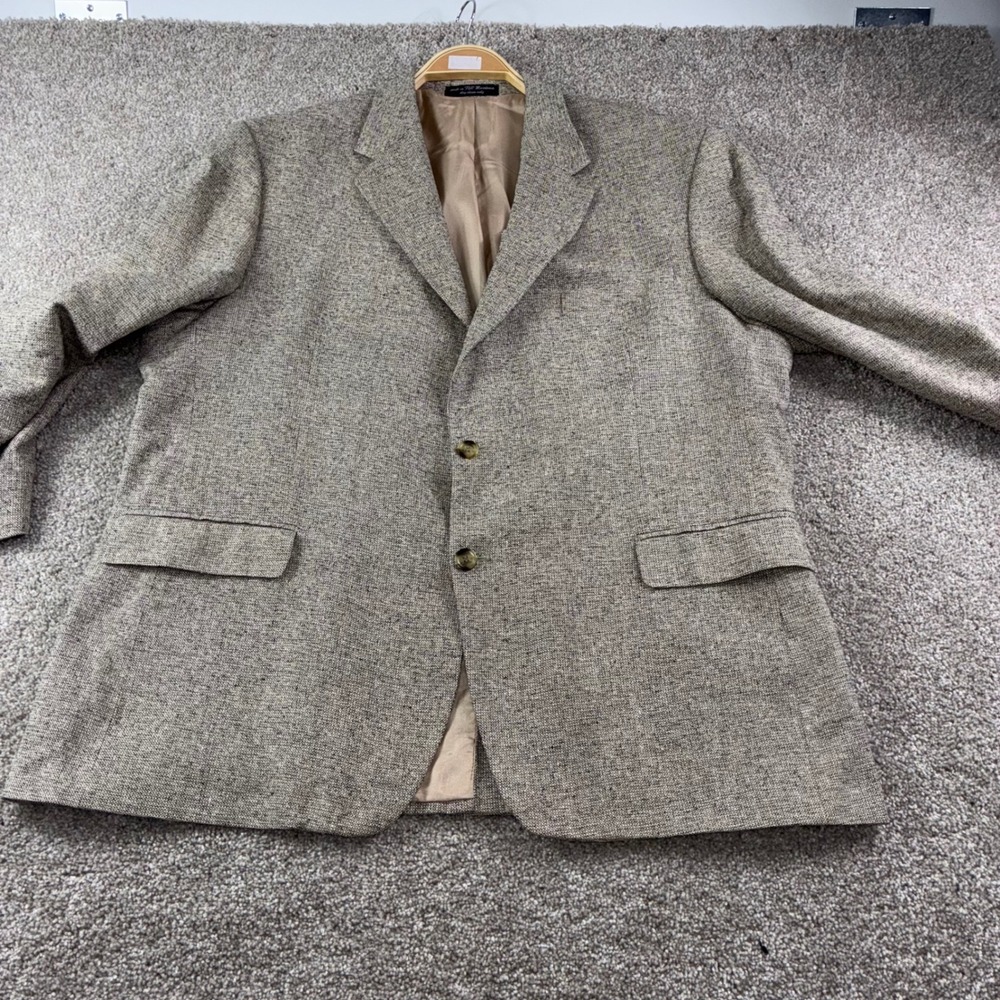 Gianfranco Ruffini Italy Mens 48R Blazer Jacket Tan Silk Tweed Sport Coat Career
